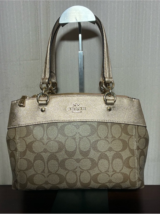 Coach Handbags - Coach Metallic Gold Signature Shoulder Satchel
